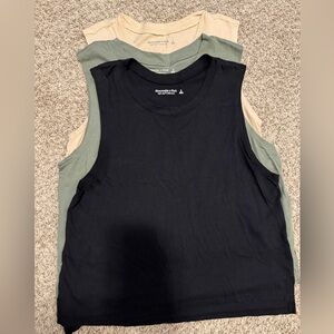 Abercrombie & Finch Sleeveless crop Tank Tops -Black, Green, Tan (all 3 incl.)